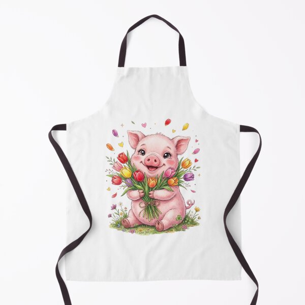 Item preview, Happy Piglet with Tulips designed and sold by StickVerse by Owais.