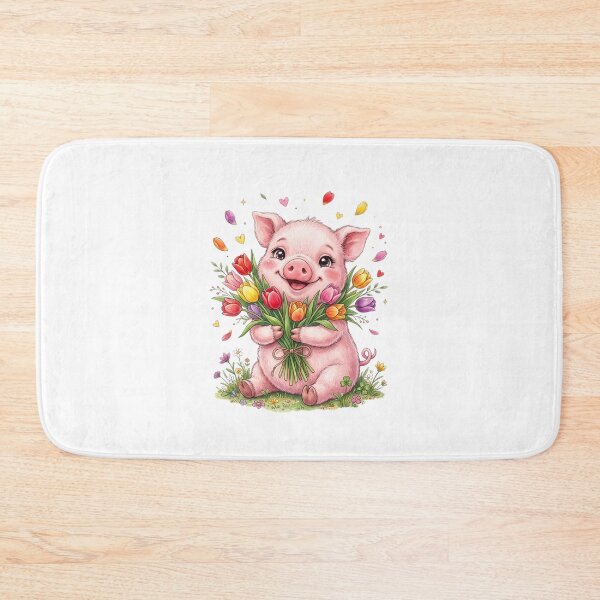 Item preview, Happy Piglet with Tulips designed and sold by StickVerse by Owais.