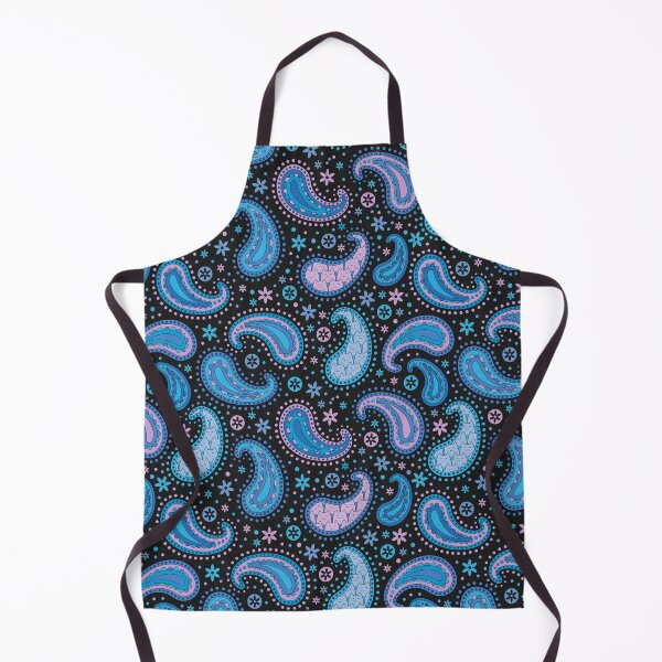 Item preview, Happy Cats Paisley Pattern Blue Pink on Black designed and sold by Pinkdeer Designs.