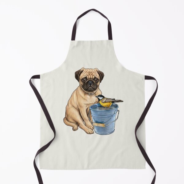 Item preview, Copy of PUG Dog with A BIRD Perched on a Blue PAIL designed and sold by JoyfulWhimsy.