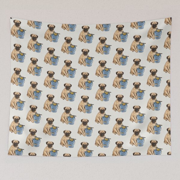 Item preview, Copy of PUG Dog with A BIRD Perched on a Blue PAIL designed and sold by JoyfulWhimsy.