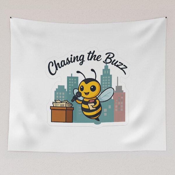 Item preview, Cute Bee Journalist – Chasing the Buzz Reporter Gift designed and sold by Isliath.