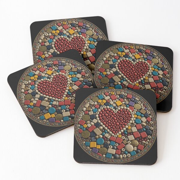 Item preview, Mosaic Beads and Wooden Blocks Abstract Heart Design designed and sold by Breezes-of-Ida.