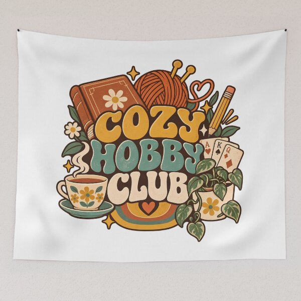 Item preview, Retro Cozy Hobby Club Design designed and sold by Thai Vibe Studio.