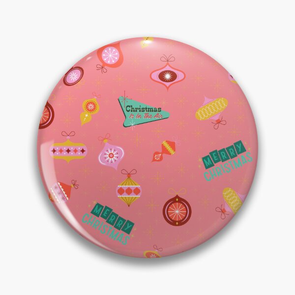 Item preview, Vintage Retro 1960's Christmas Ornaments on Watermelon Pink  designed and sold by KSimpson838.