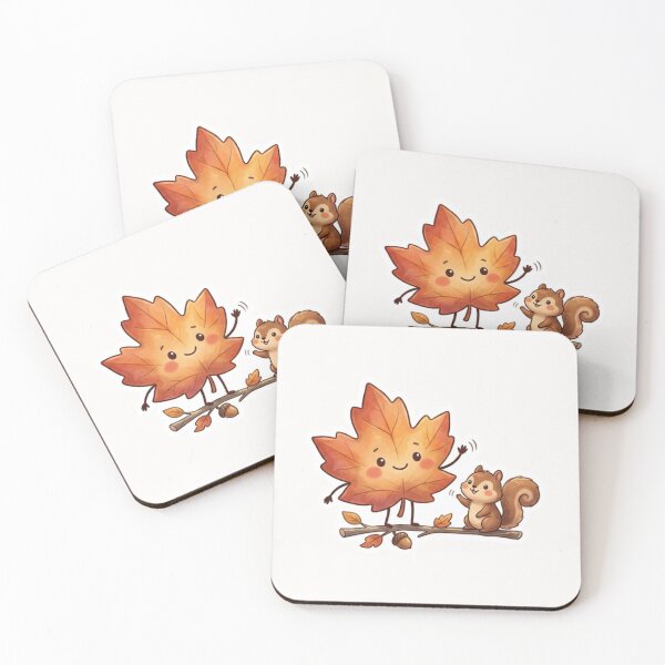 Item preview, Cute Leaf Playing With Squirrel Autumn Sticker designed and sold by Cerys-GS.