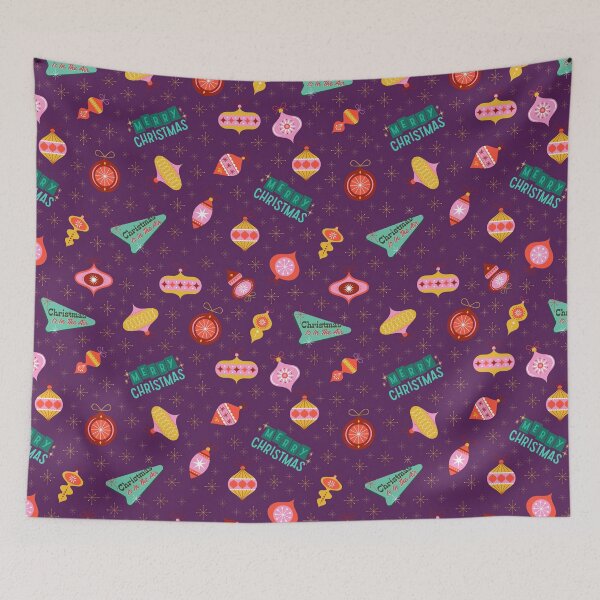 Item preview, Vintage Retro 1960's Christmas Ornaments on Dark Purple  designed and sold by KSimpson838.