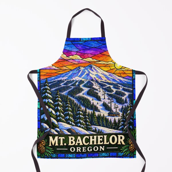 Item preview, Mt. Bachelor Oregon Stained Glass Mountain Ski Poster designed and sold by Swanny's Custom T-shirt and Gift Designs.
