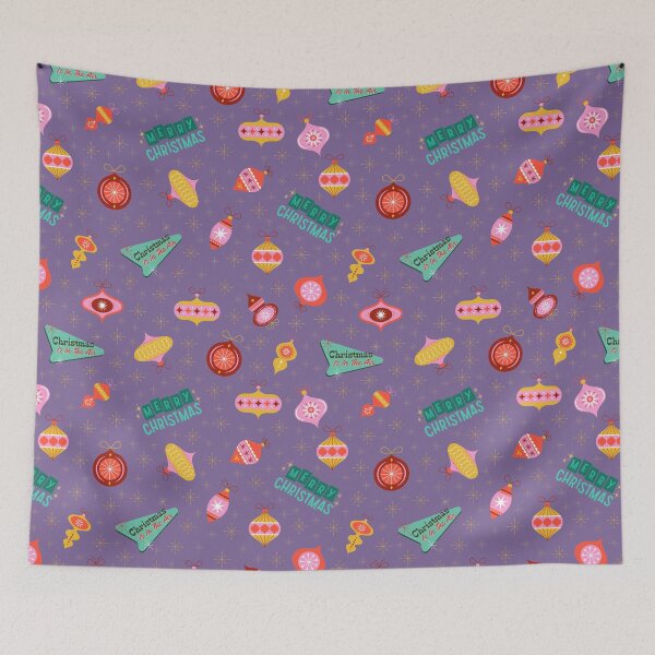 Item preview, Vintage Retro 1960's Christmas Ornaments on Gray Purple designed and sold by KSimpson838.