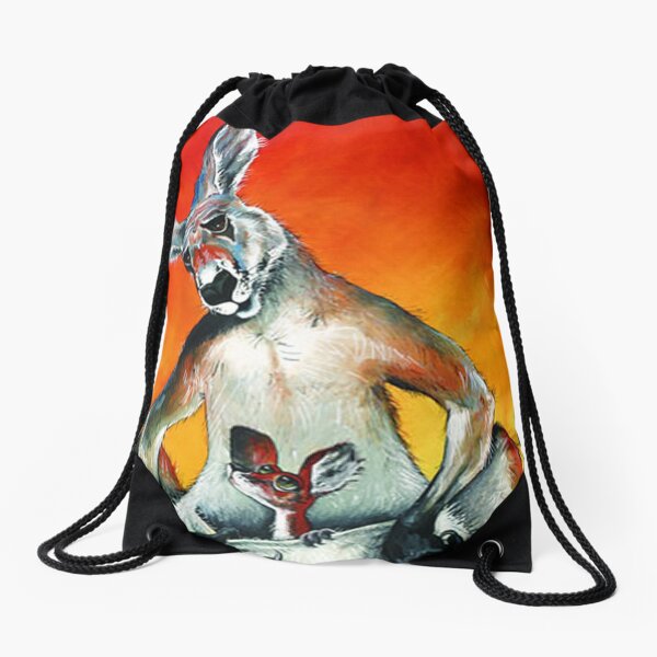 Kangaroo Cub Colorful Art Drawstring Bag