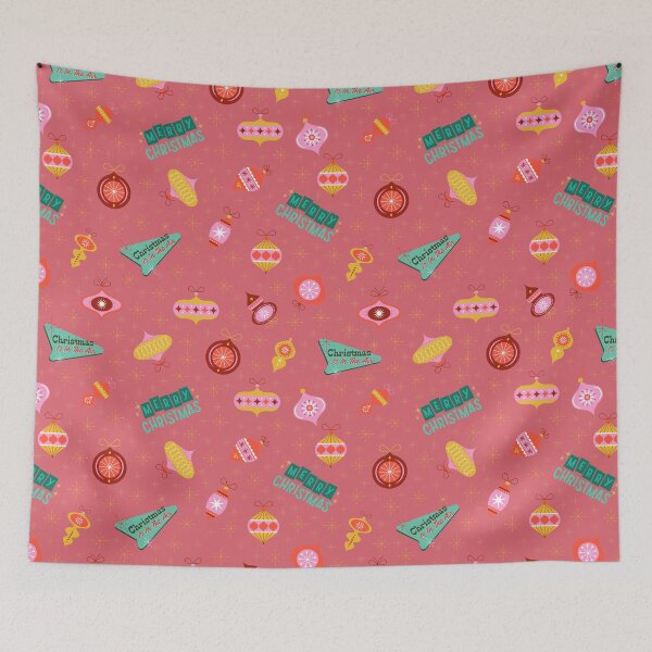 Item preview, Vintage Retro 1960's Christmas Ornaments on Candy Pink designed and sold by KSimpson838.