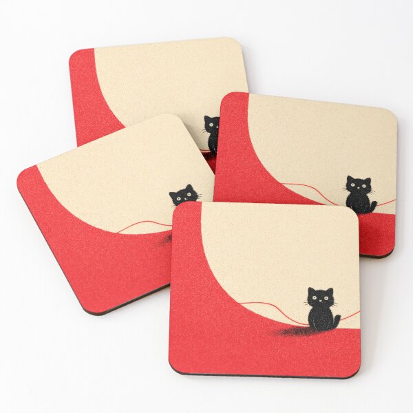 Item preview, Black cat playing with red yarn designed and sold by anytka.