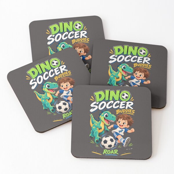 Item preview, Dino Soccer Buddies – Cute Dinosaur Soccer Kid Football Sports Cartoon designed and sold by HOUSE OF TIST.