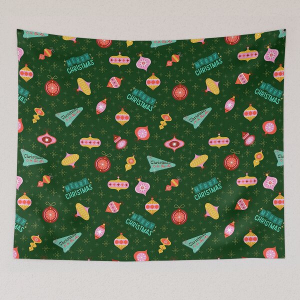 Item preview, Vintage Retro 1960's Christmas Ornaments on Dark Green designed and sold by KSimpson838.