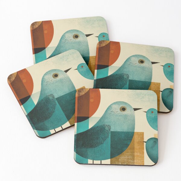 Item preview, Colorful birds in an abstract scene designed and sold by anytka.