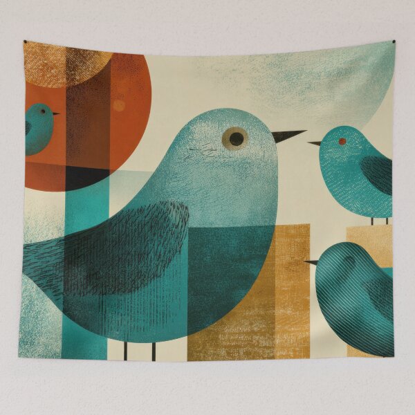 Item preview, Colorful birds in an abstract scene designed and sold by anytka.