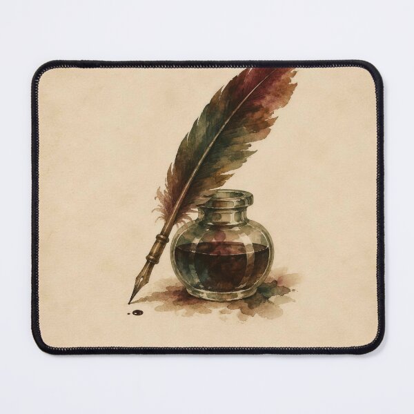 Item preview, Quill & Inkwell Ink Illustration | Dark Academia Wall Art | Vintage Writing Print designed and sold by FixationStudio.