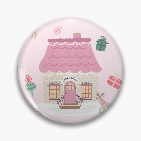 Item preview, Pink Cosy Cottage Christmas Pattern designed and sold by Lockets Little Notes.