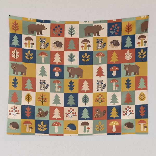 Item preview, Mid-Century Scandinavian Folk Art Pattern - Geometric Woodland Animals designed and sold by ShabanMerch⭐⭐⭐.