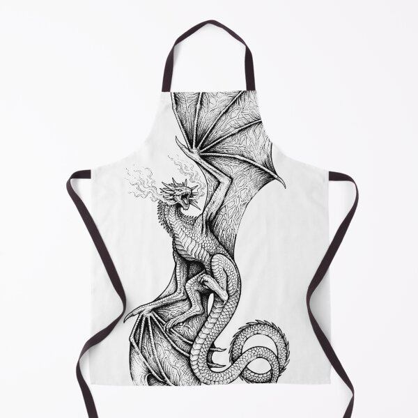 Item preview, Veined Wing Dragon - Vertical Fire Breathing Ink Illustration designed and sold by DragonSerpent Ink.