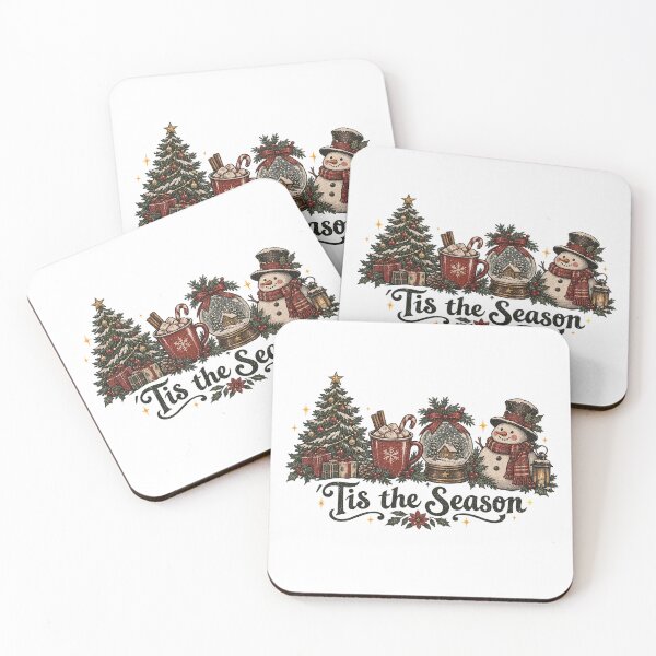 Item preview, Tis the Season Cozy Christmas Icons, Tree-Cocoa-Wreath-Santa Vintage Holiday designed and sold by LandFinStudio.