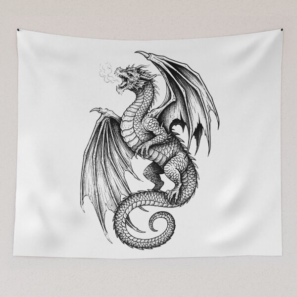 Item preview, Classic Smoke Dragon - Detailed Wild Beast Ink Illustration designed and sold by DragonSerpent Ink.