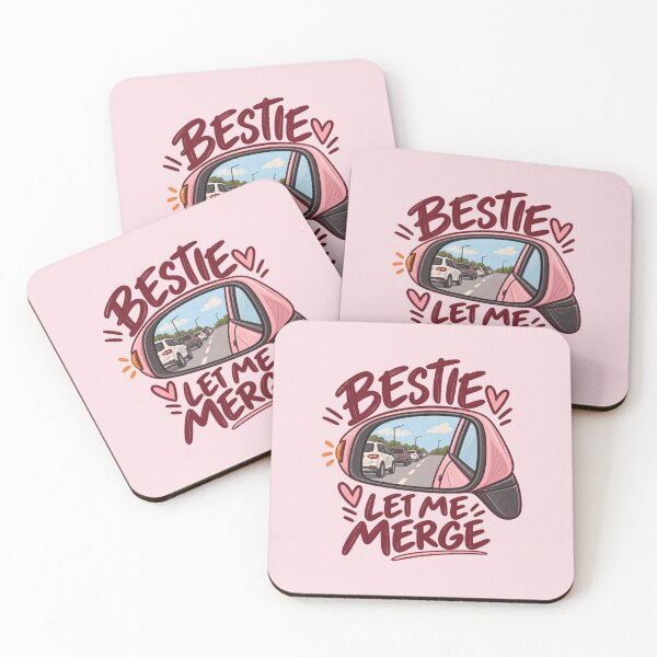 Item preview, Bestie Let Me Merge – Funny Girly Car Mirror Design designed and sold by SnugbugStudios.