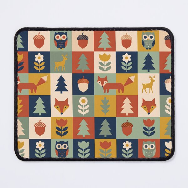 Item preview, Mid-Century Scandinavian Folk Art Pattern - Geometric Woodland Animals designed and sold by ShabanMerch⭐⭐⭐.