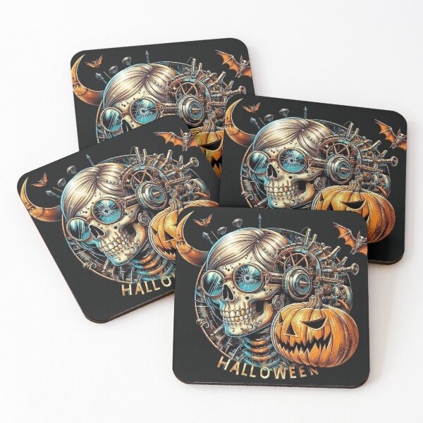 Item preview, Halloween Steampunk Skeleton Lady Pumpkin Moon designed and sold by Voodoo Store Paranormal Collections.