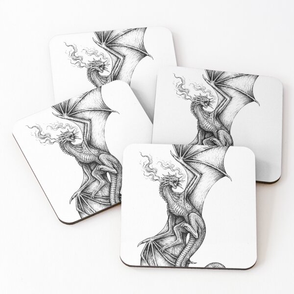 Item preview, Rising Flame Dragon - Vertical Smoke Breathing Ink Art designed and sold by DragonSerpent Ink.