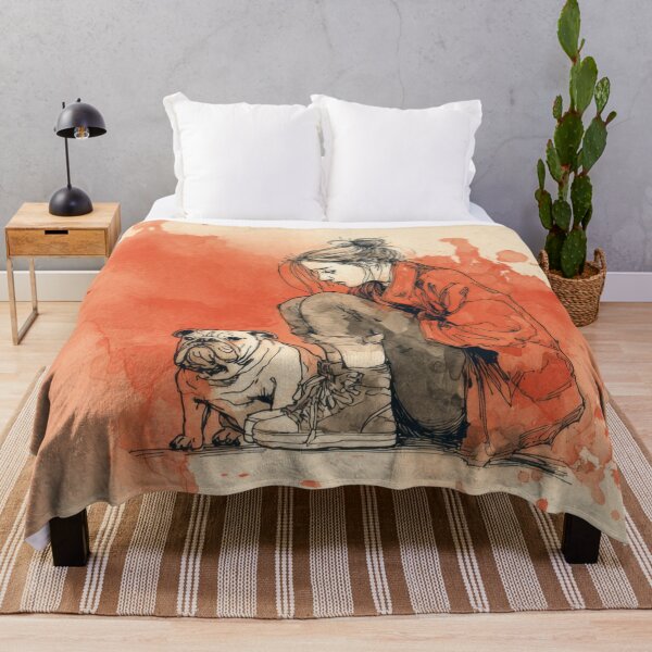 Item preview, Girl sitting beside a dog in art designed and sold by anytka.