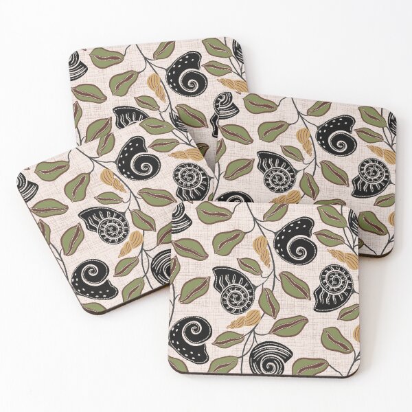 Item preview, Botanical Nautical Shells and Leaves Pattern designed and sold by Navitaloves.