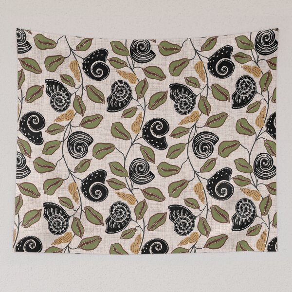 Item preview, Botanical Nautical Shells and Leaves Pattern designed and sold by Navitaloves.