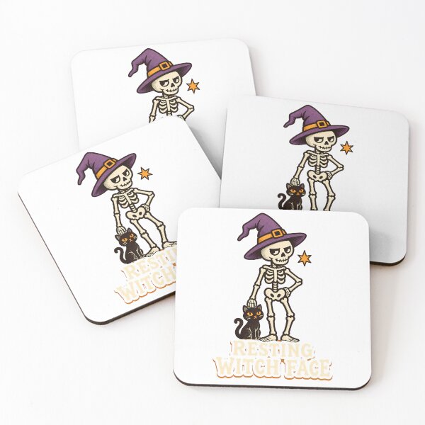 Item preview, Resting Witch Face Skeleton Black Cat Halloween    designed and sold by calicito.