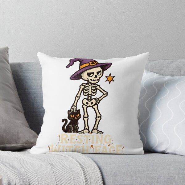 Item preview, Resting Witch Face Skeleton Black Cat Halloween    designed and sold by calicito.