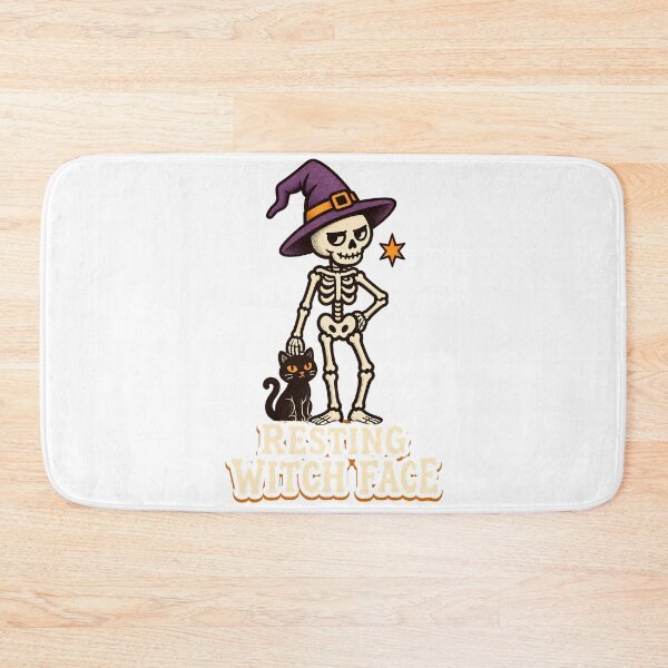 Item preview, Resting Witch Face Skeleton Black Cat Halloween    designed and sold by calicito.