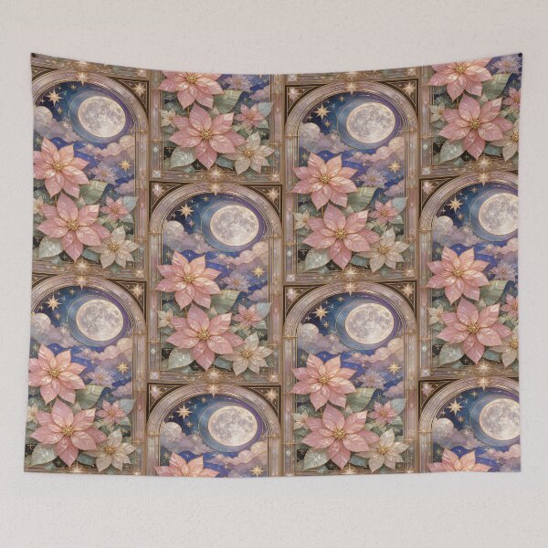 Item preview, Poinsettia Flowers in Tempered Glass and Moon designed and sold by BriSher.