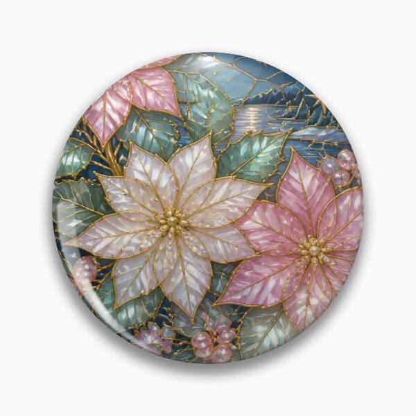 Item preview, Poinsettia Flowers in Tempered Glass and Moon designed and sold by BriSher.