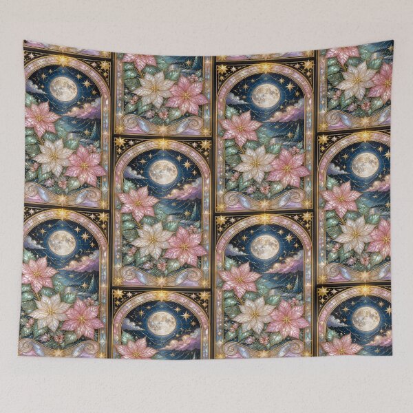 Item preview, Poinsettia Flowers in Tempered Glass and Moon designed and sold by BriSher.