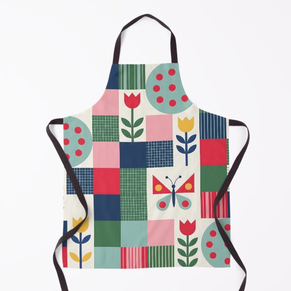 Item preview, Mid-Century Nordic Patchwork Pattern - Geometric Floral Butterfly Art designed and sold by ShabanMerch⭐⭐⭐.