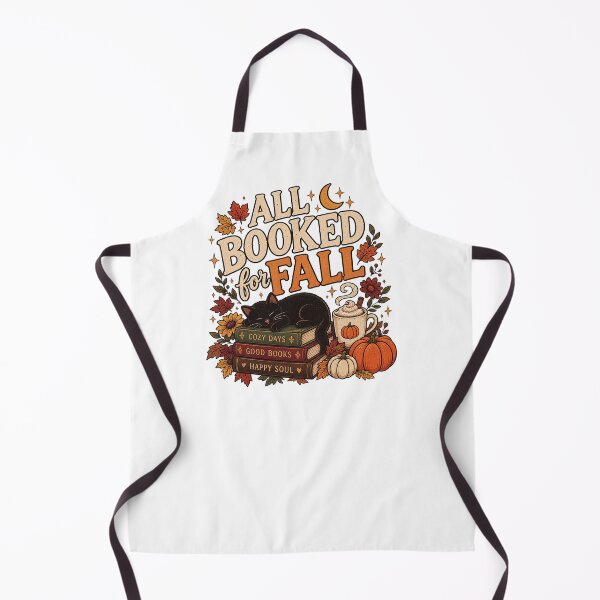 Item preview, All Booked for Fall Cozy Autumn Cat Books Pumpkin Hot Cocoa Vintage Design designed and sold by LandFinStudio.