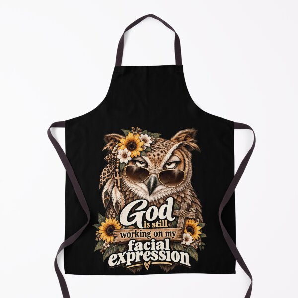 Item preview, God Is Still Working On My Facial Expression – Funny Christian Owl Faith Humor designed and sold by PosiMCreations.