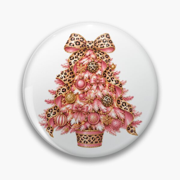 Item preview, Pink Leopard Christmas Tree Glamorous Christmas Holiday Coquette Design designed and sold by LandFinStudio.