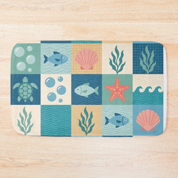 Item preview, Mid-Century Scandi Coastal Pattern - Geometric Nautical Folk Art designed and sold by ShabanMerch⭐⭐⭐.