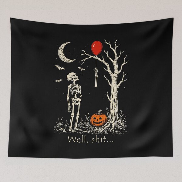 Item preview, Funny Skeleton Lost Balloon Well Shit Meme designed and sold by Hedoraxe.