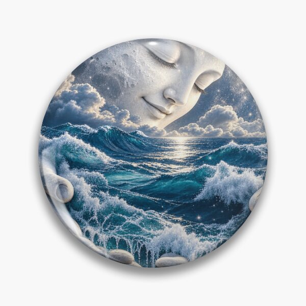 Item preview, Moon Holding the Ocean – Celestial Sea Surreal Nature Art designed and sold by okay 2 look .
