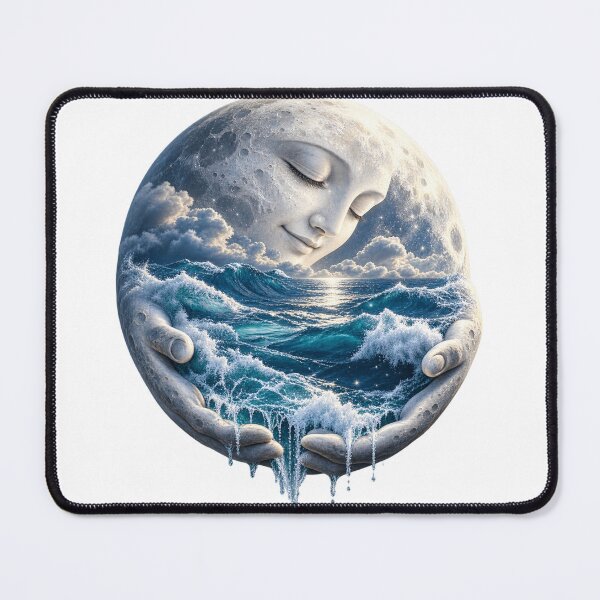 Item preview, Moon Holding the Ocean – Celestial Sea Surreal Nature Art designed and sold by okay 2 look .