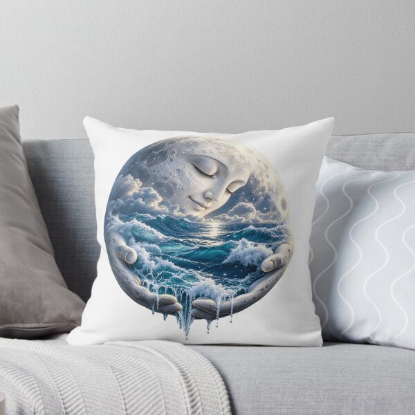 Item preview, Moon Holding the Ocean – Celestial Sea Surreal Nature Art designed and sold by Prince Tripathi .