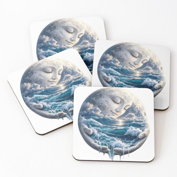 Item preview, Moon Holding the Ocean – Celestial Sea Surreal Nature Art designed and sold by Prince Tripathi .