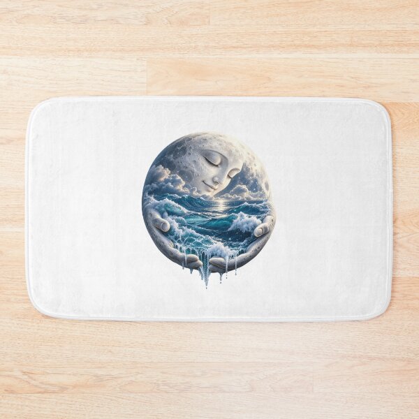 Item preview, Moon Holding the Ocean – Celestial Sea Surreal Nature Art designed and sold by Prince Tripathi .